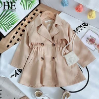 he hello enjoy spring autumn cotton girl toddler trench kids windbreaker fashion little girl double breasted jacket outfits