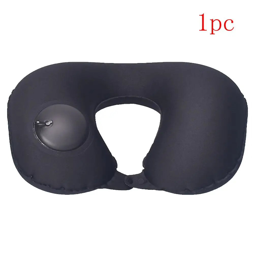 black 1pc 1/3Pcs Inflatable Cervical Pillow Outdoor Inflatable Pillow Travel Air Pillow Sex U Shape Neck Pillow Earplugs Eyemask - Цвет: black 1pc