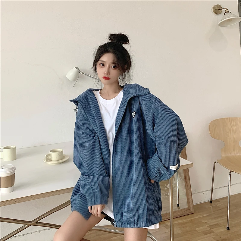 

Женская ветровка на молнии, с длинным рукавом, свободного покроя