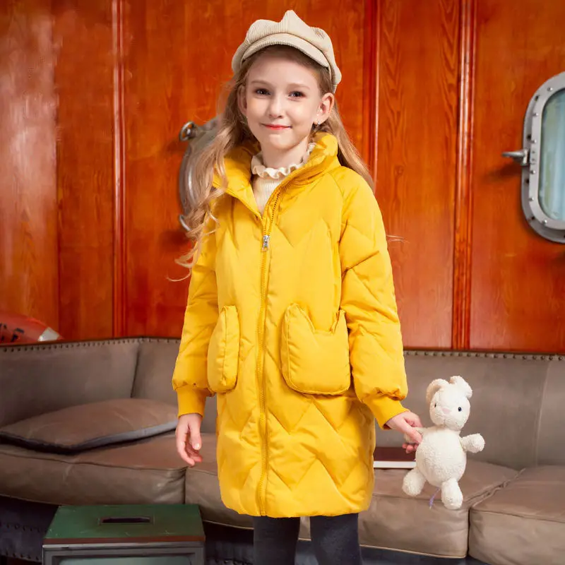 

Girls' winter clothes new girls' medium and long foreign style down cotton jacket jacket children's thickened color zipper jacke