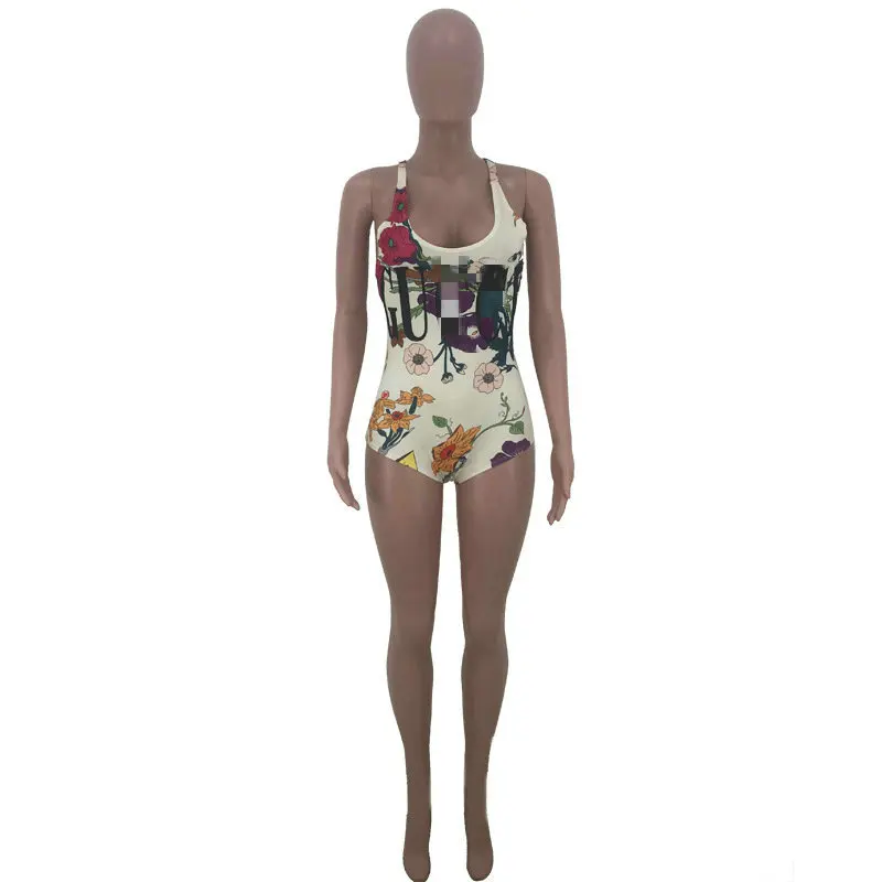 Women's Swimsuit Bikini 2021 Sexy Summer Dress One Piece Beach Separate Surfwear Casual Fashion Flower Letter Printing Swimsuit