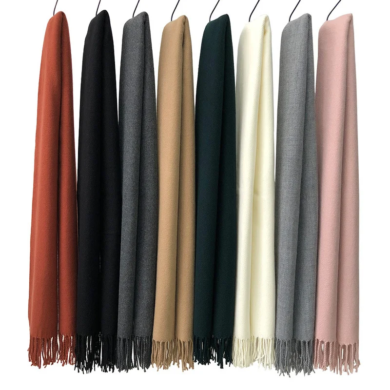 

Однотонный кашемировый шарф осень-зима мужской и женский вязаный шерстяной шарф Корейская шаль шарфы двойного назначения