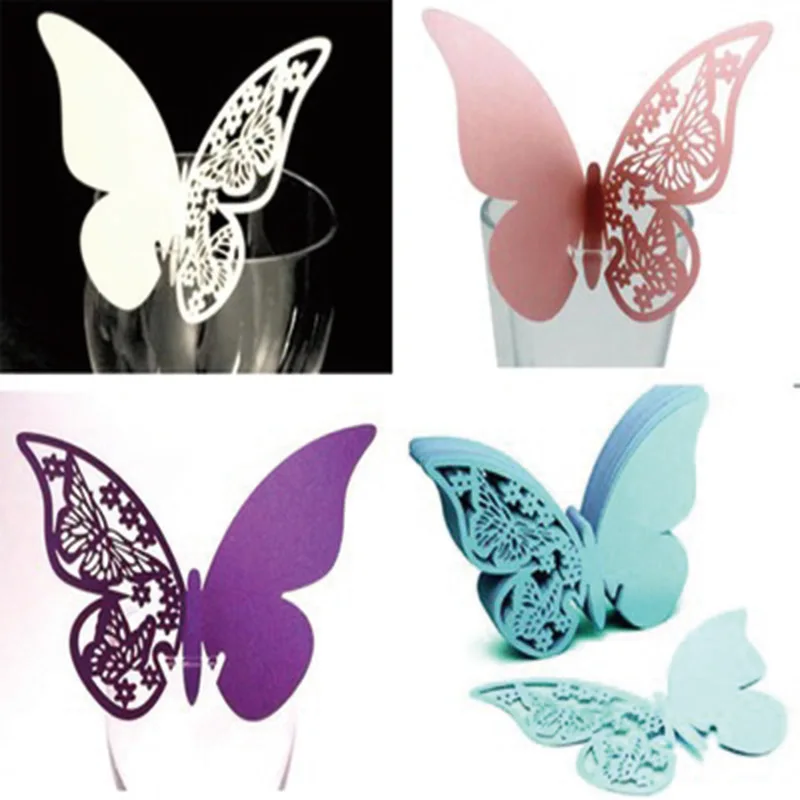 20 шт DIY бокал для вина с бабочкой бумажная карточка сопровождения открытка