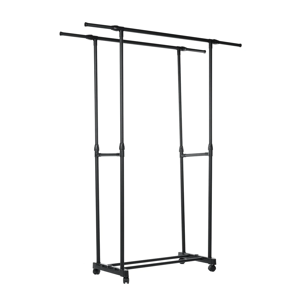 

Multifunction Removable Simple Coat Rack Double Rod Reinforced Telescopic Lifting Clothes Rack Rail Hanger Floor Coat Rack