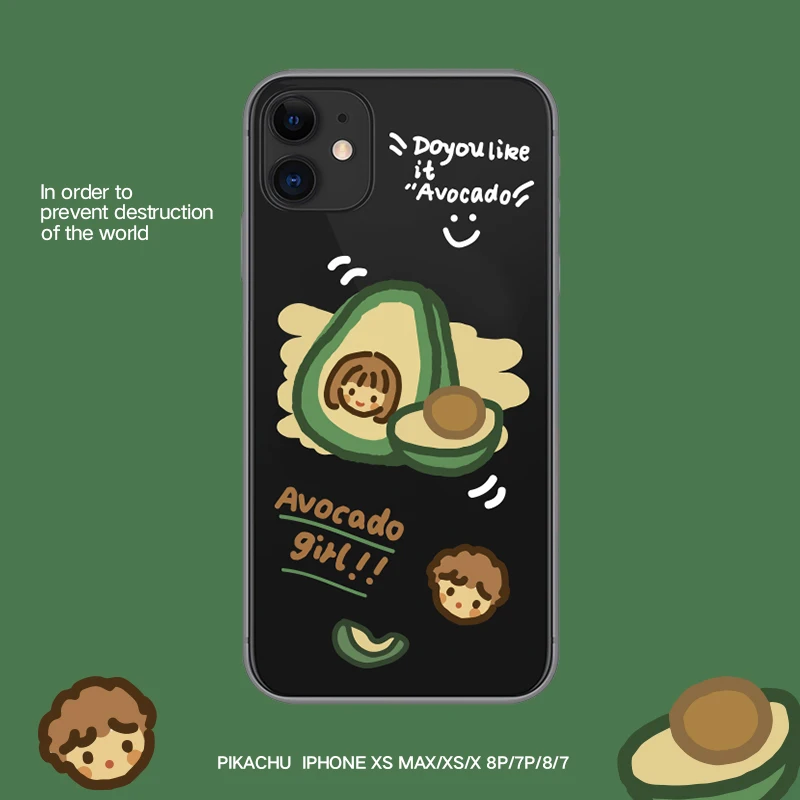 Чехол для iPhone 11 pro max чехол iP XS MAX avacado girl задняя крышка X/XS XR прозрачный рельефный