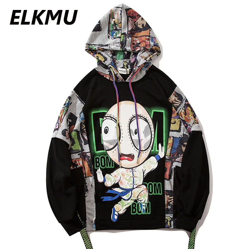 ELKUM Забавный худи граффити Кофты для мужчин хип хоп Харадзюку уличная одежда с