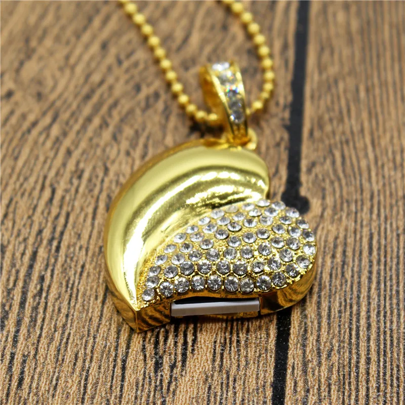 TEXT ME beautiful real capacity Gold silver crystal heart love usb 2.0 flash drive4GB 8GB 16GB 32GB pendrive gift U disk | Компьютеры и