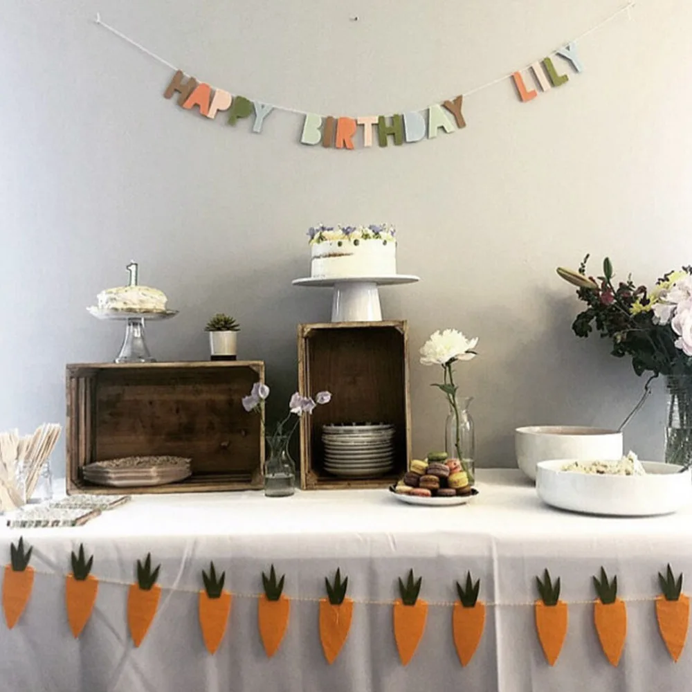 

1Pc Funny Easter Decorative Cloth Bunting Carrot Design Banner Party Supply