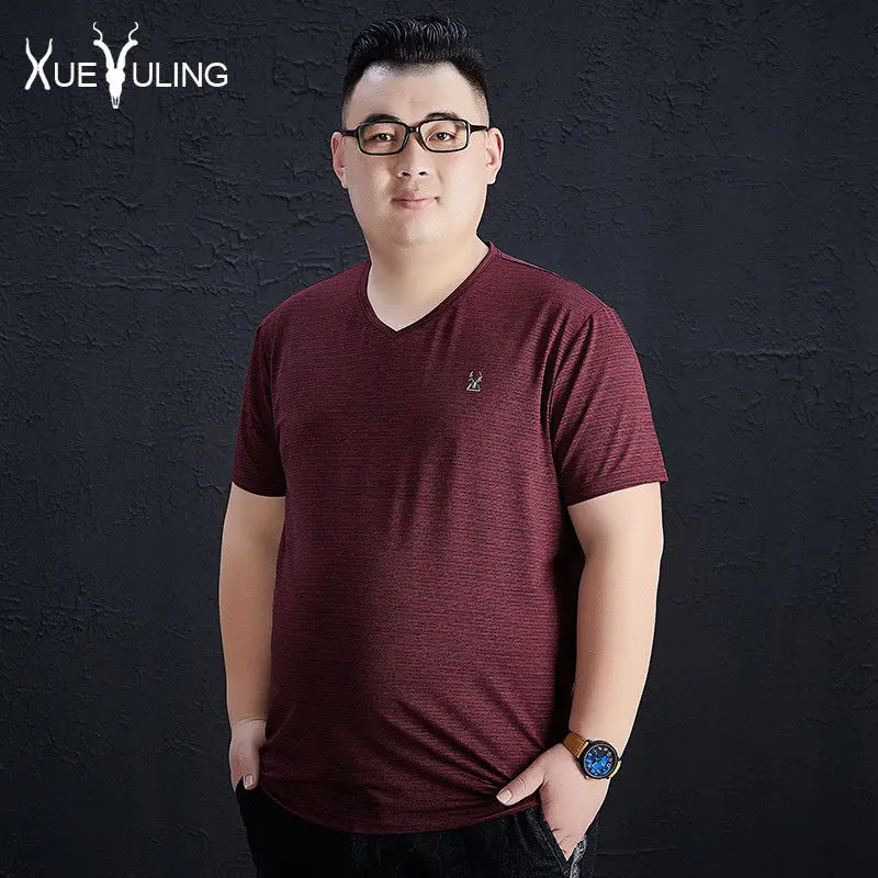 

Футболка мужская с коротким рукавом, крупный шелк, v-образный вырез, свободная, для полных мужчин, летняя