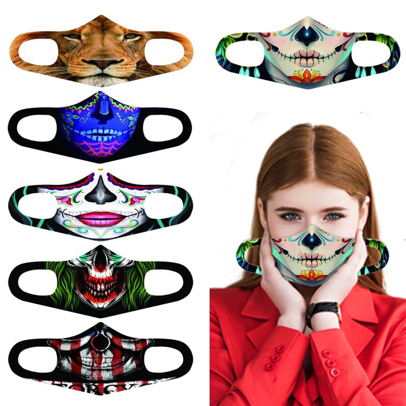 Маска для лица 3D с принтом взрослых моющаяся тканевая объемная маска рта