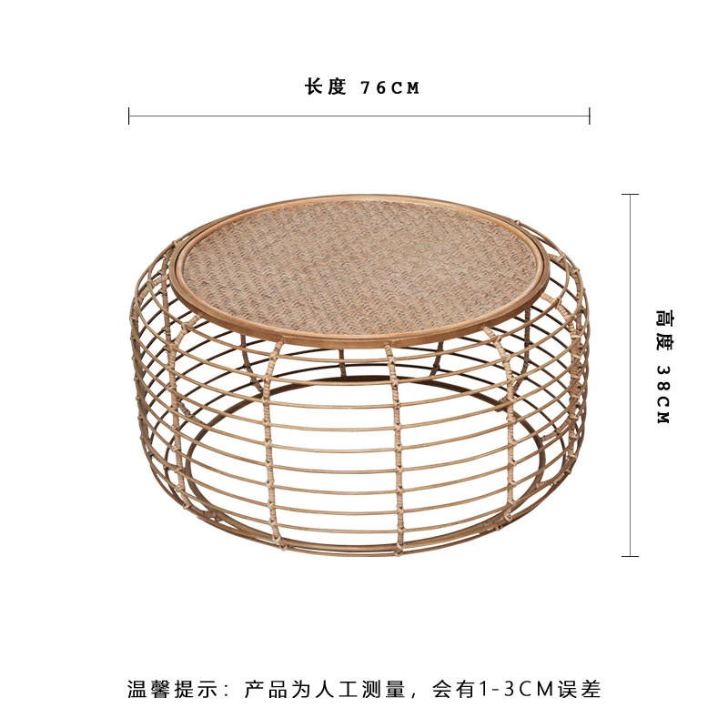 Круглый журнальный столик из ротанга ручной работы с бамбуковым плетеным