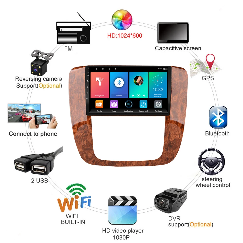 Автомобильный мультимедийный видеоплеер 2.5D 9 дюймов Android 8 1 FM BT GPS навигатор
