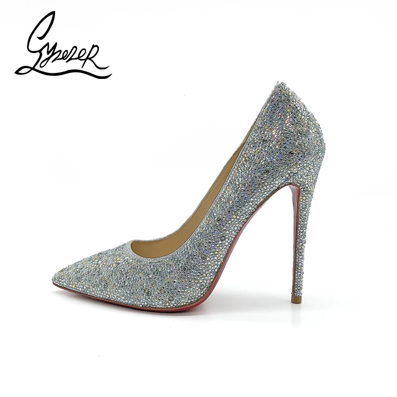 

Yuerui Bling Crystal 12cm High Heels Classical Sexy Luxury Ladies Wedding Elegant Gorgeous Women's Shoes Four Seasons Shoes 43S