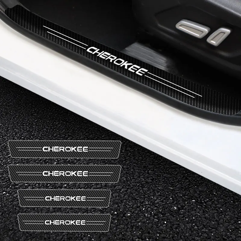 

Car Door Threshold Scuff Plate Carbon Fiber Sill Protector Stickers For Jeep Grand Cherokee 07-2021 Auto Door Entry Pedal Guards