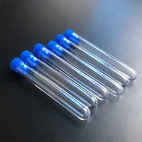 50pcslot 15x100mm clear plastic test tubes with plastic color stopper push cap for school experiments