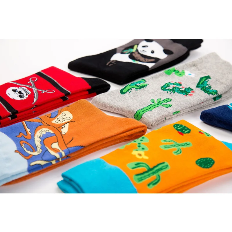 Мужские носки LIONZONE с рисунком кактуса животных панды Кита кота тотема лица