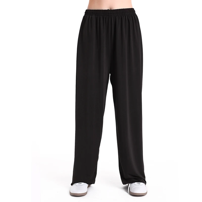Black Zooboo Ice silk боевые искусства Тай Чи штаны для йоги штаны для акробатики кунг-фу укороченные штаны для фитнеса танцевальные штаны для бега для мужчин и женщин - Цвет: Black