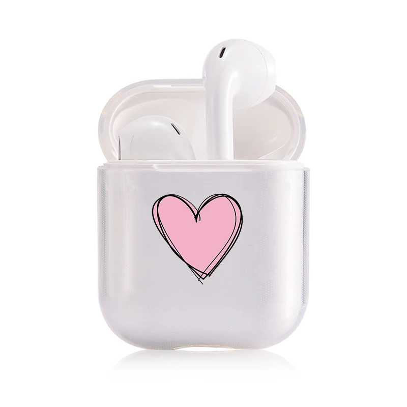 Прекрасный портативный чехол Airpods, беспроводное сердце, черная буква, зеленый круг, милый поп прозрачный защитный чехол для наушников - Цвет: I201494