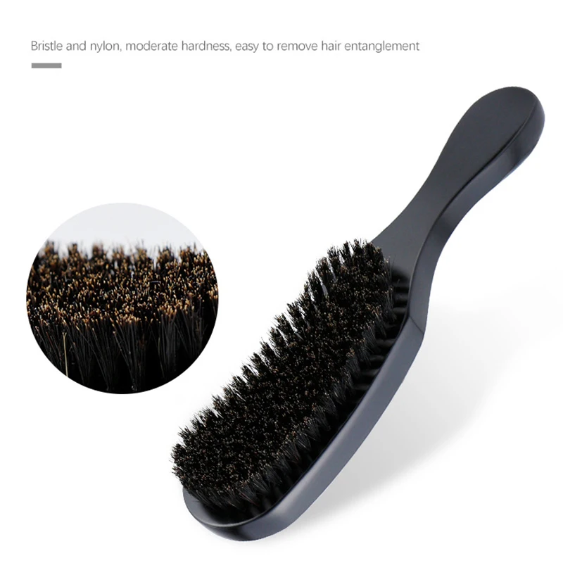 

100% Boar Bristle Wave Beard HairBrush Natural Texture Curved Wooden Handle Men Facial Hair Cleaning Brush Head Massage Brush