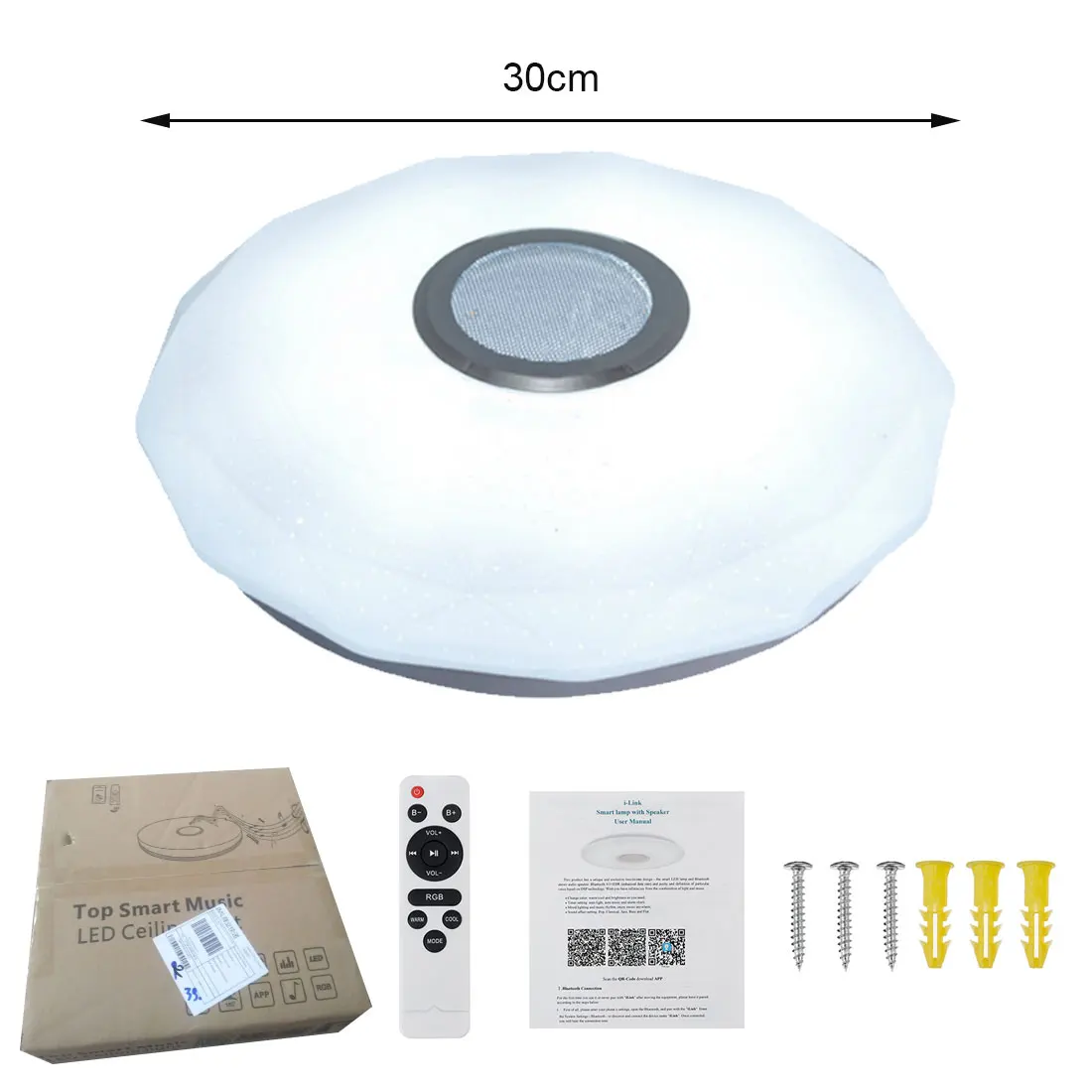 

Smart music light for bedroom, LED ceiling light, GRB adjustable modern home lighting, Bluetooth-com APP control WiFi connection