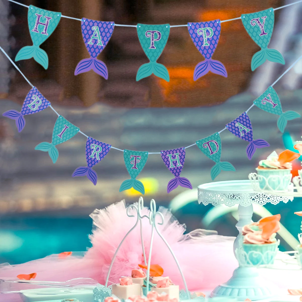 31 шт маленькие вечерние Русалочки банты баннер для вечеринки в честь Дня