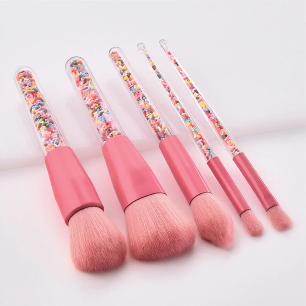 

New 5pcs Candy Unicorn Crystal Makeup Brushes Set Make Up Tools Foundation Powder Blusher Highlighter Eyeshadow Blending Brush