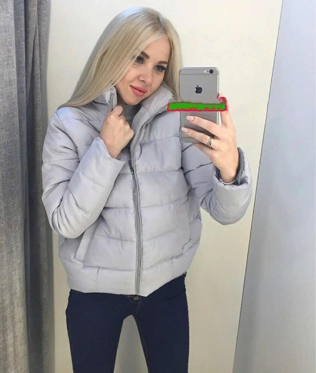 Хлопковое стеганое пальто куртка женская на молнии стоячий воротник короткая