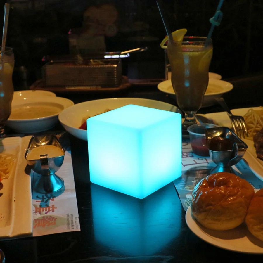 Creative 10/15/20cm LED Cube Light Outdoor Waterproof Seat Chair Garden Remote 16 Colors Bar KTV Pool Glowing Night Lights | Лампы и