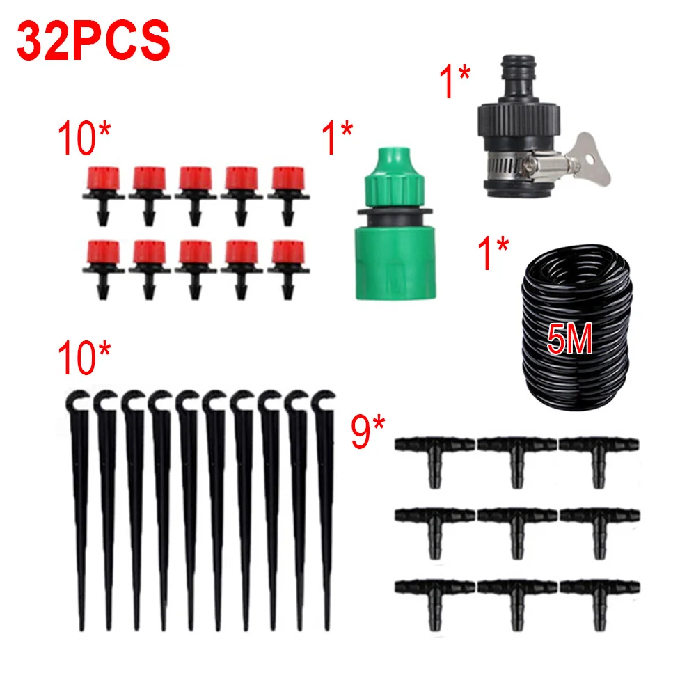 

32pcs DIY Watering Set Saving Water Automatic Micro Drip Irrigation System Garden Yard Irrigation Spray Kits For Home Garden