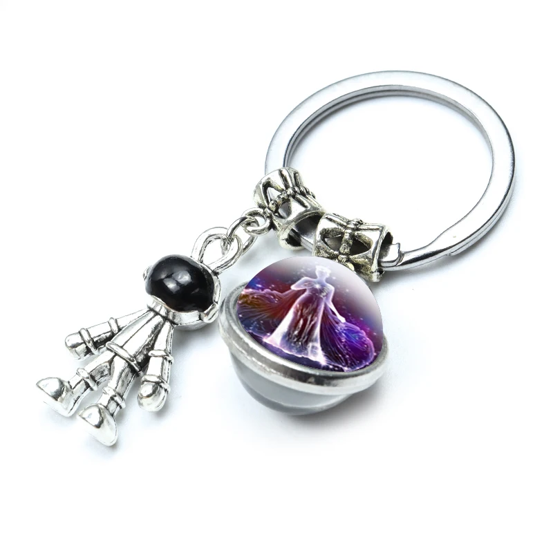 12 знаков зодиака двухсторонний держатель для ключей со стеклянным шаром