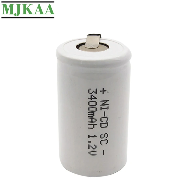 MJKAA 15 шт. SC 3400 мАч 1,2 В аккумуляторная батарея 4/5 SC Sub C Ni-cd ячейка с вкладками для сварки для электрической дрели шуруповерт