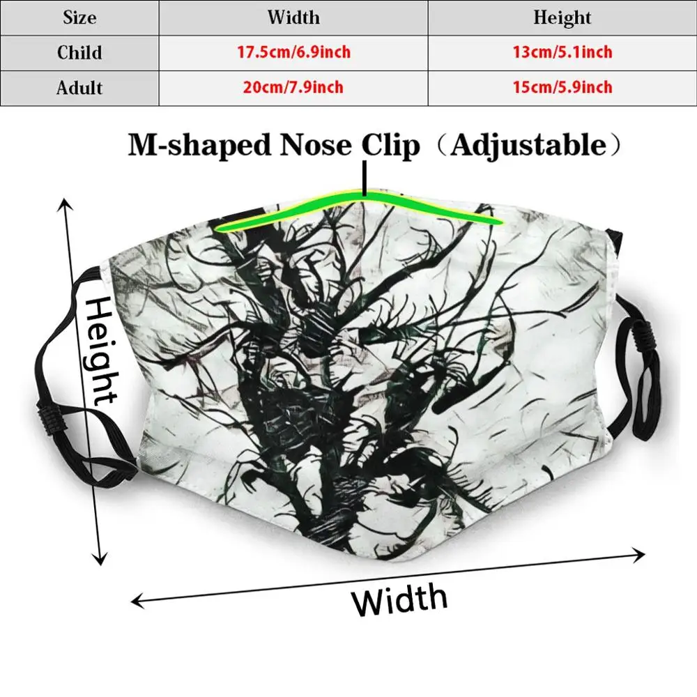 Темный старщего со смешным рисунком многоразовые Pm2.755 фильтр маска для лица H P