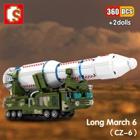 sembo 360pcs high tech aerospace long march 6 carrier rocket building blocks launch vehicle astronaut space diy model toys kids