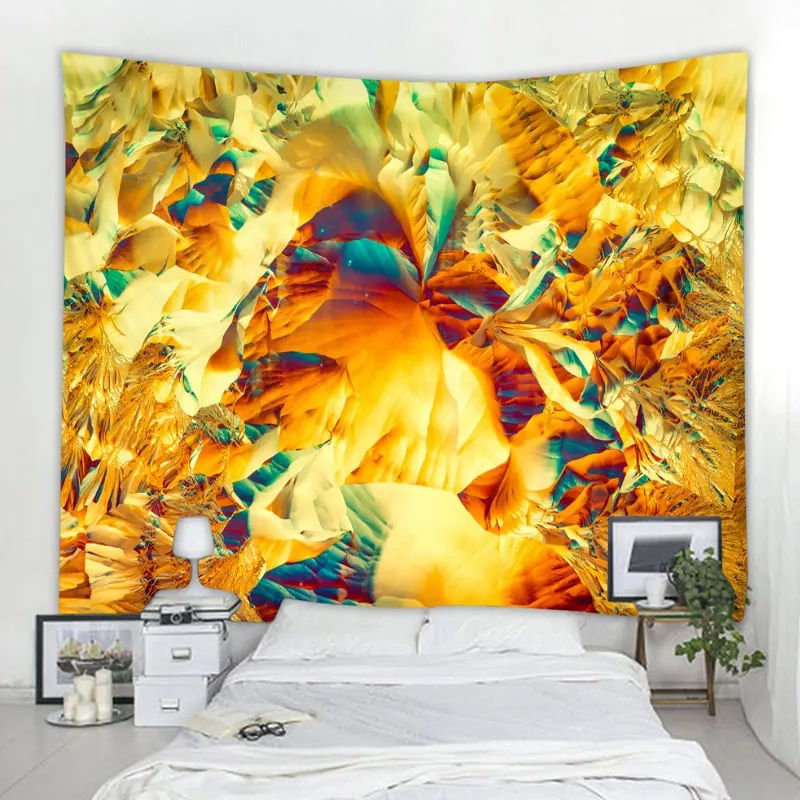 Yellow Psychedelic art Mandala Printed Polyester Tapestry Wall Hanging For Decorate Home Living Room Bedroom Office 6 Sizes | Дом и сад