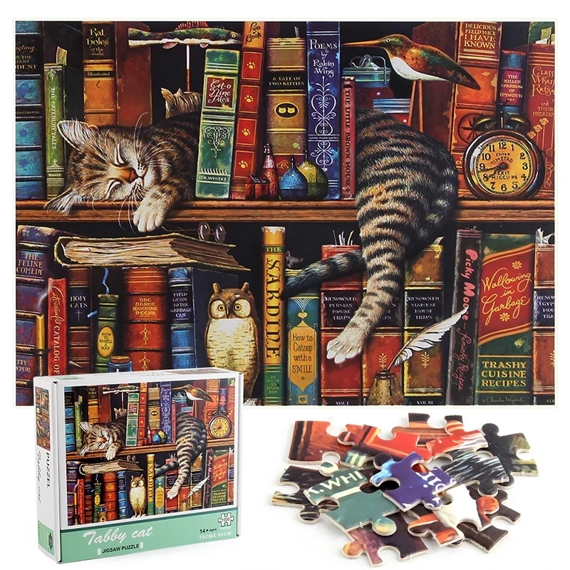 

1000 Pieces Assembling Animal Financial Cat Puzzles Toys 70*50 Cm Jigsaw Puzzles for Adults Games Educational Montessori Toys