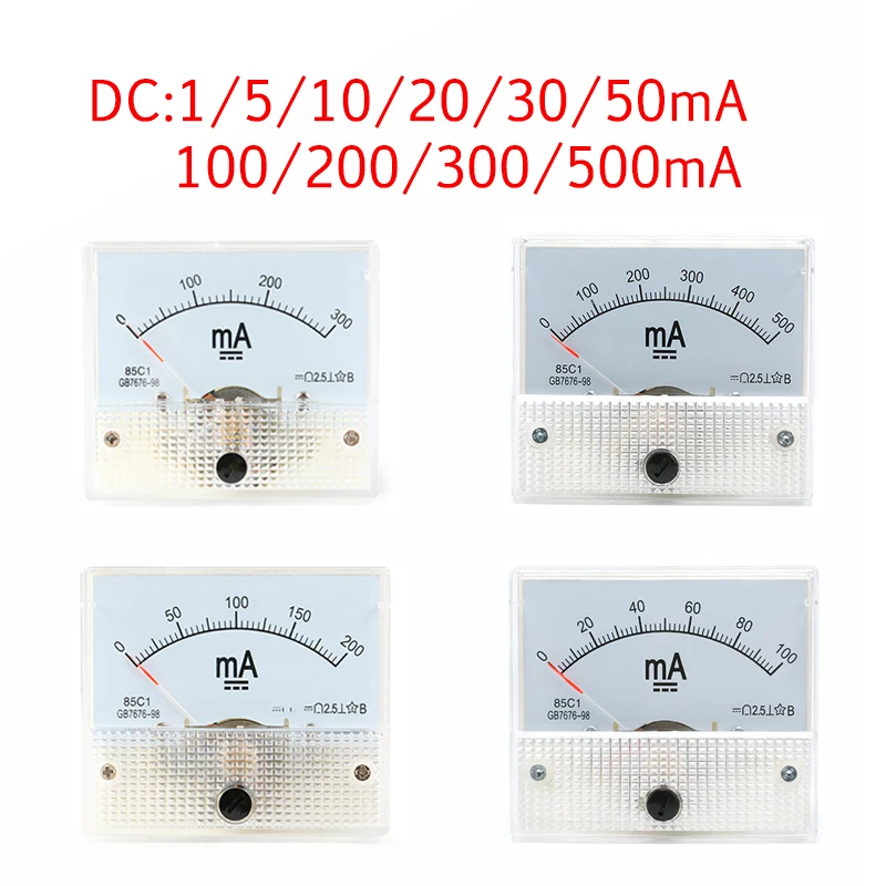 2 шт. амперметр dc аналоговая панель измерителя тока Механическая указка