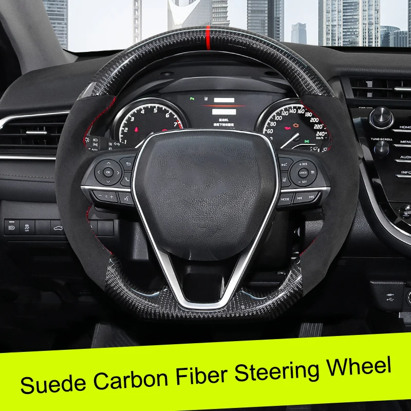 QHCP Real Carbon Fiber Steering Wheel Customized Replacement Modified Accessory Fits For Toyota Camry 2018-2021 Avalon 2018-2019 |