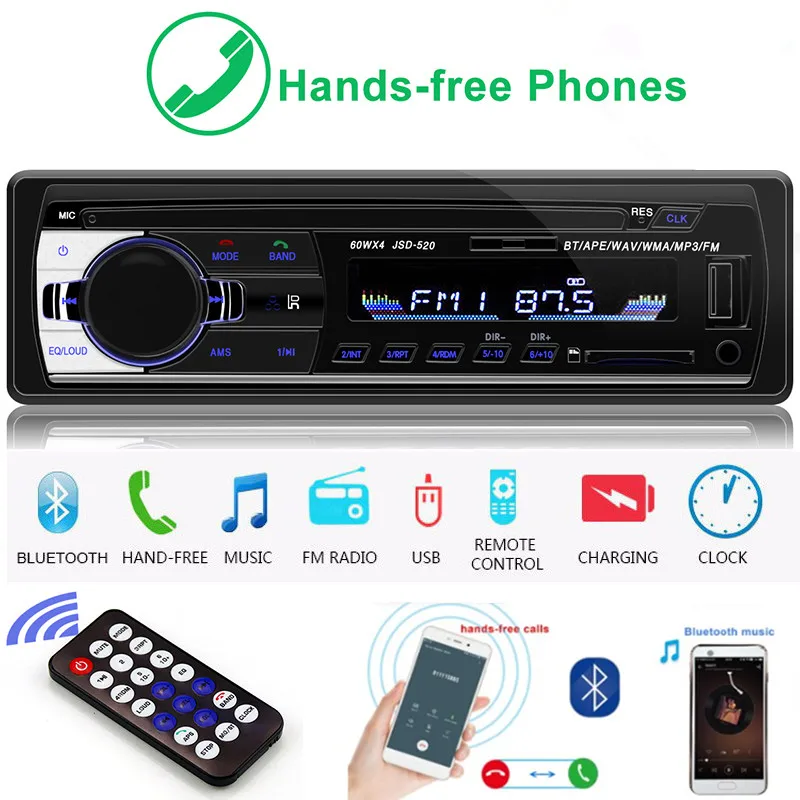 LTBFM JSD520 Авторадио Bluetooth автомобильное стерео радио 1 Din Авто Радио FM USB AUX вход SD приемник Автомобильный mp3 плеер дистанционное управление