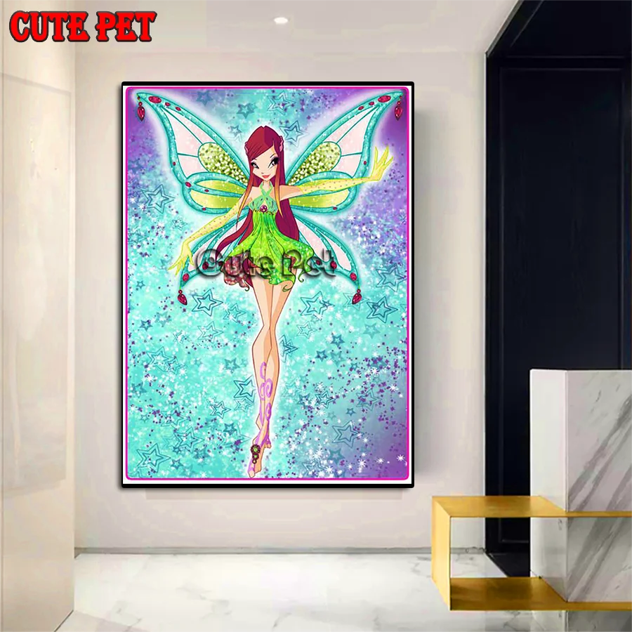 

5D DIY diamond painting cross stitch magic Cartoon girl mosaic diamond embroidery square Drill handmade Elves child gift decor