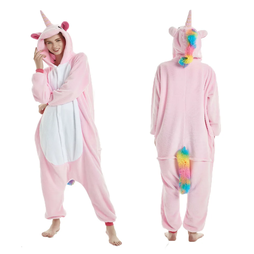 Пижама кигуруми в виде единорога комбинезон для взрослых с изображением