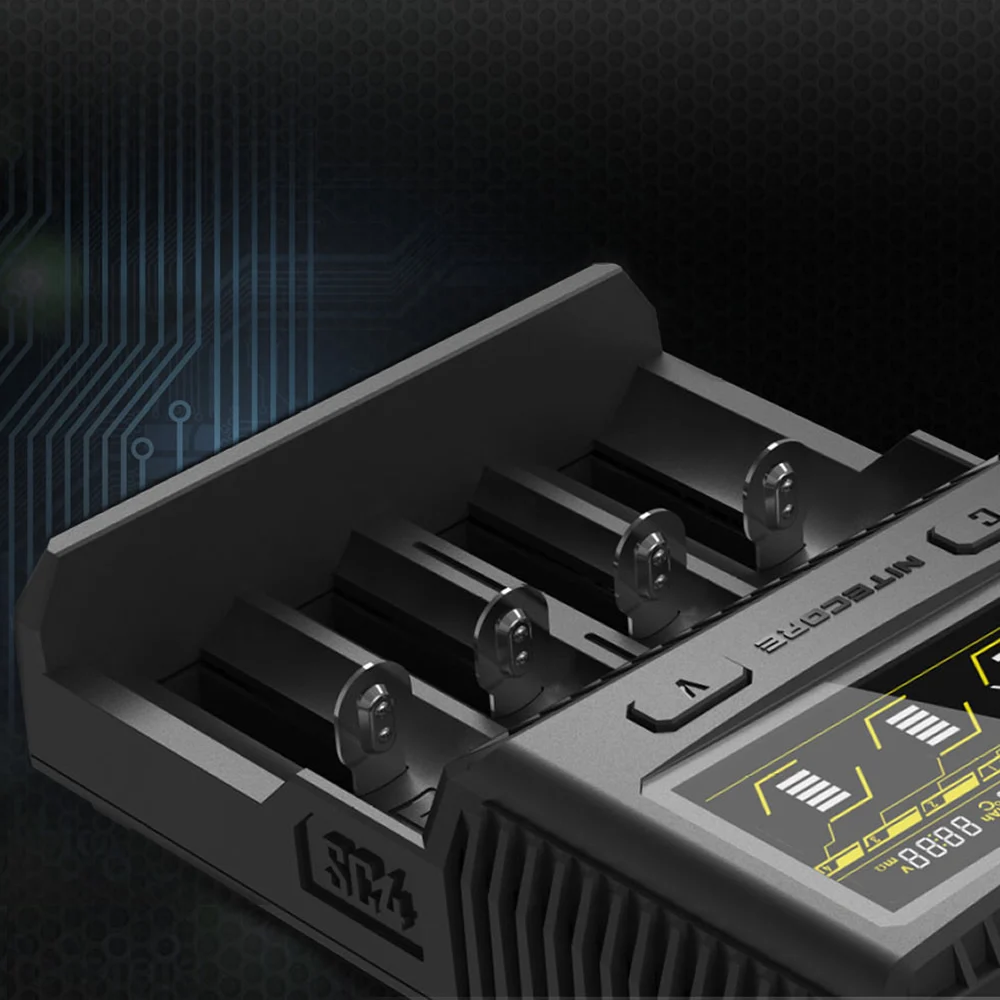 NITECORE SC4 интеллектуальное зарядное устройство для быстрой зарядки превосходное зарядное устройство с 4 слотами 6A общий выход совместимый IMR 18650 14450 16340 AA аккумулятор