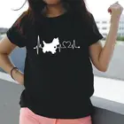 Футболка женская хлопковая с принтом сердечного ритма, топ с коротким рукавом, Повседневная рубашка в стиле Харадзюку, Shih Tzu, на лето