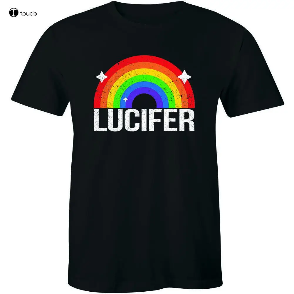 

Rainbow Lucifer Heaven & Hell Tee Hail Satan Satanic Devil Sarcastic Men T-Shirt Custom Aldult Teen Unisex Digital Printing