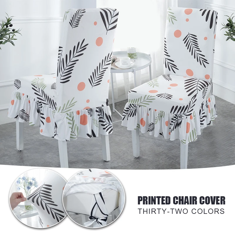 

1 PCS Flower Printed Geometric Kitchen Chair Covers Spandex Elastic Stretch Decoration Chair Dining Seat Cushion Anti-dirty