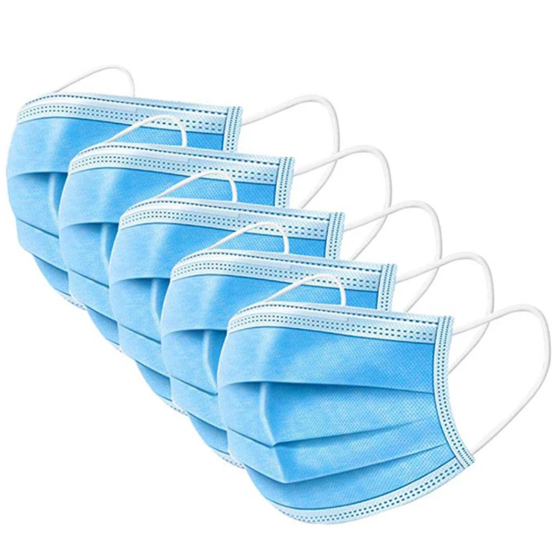 

10/100pcs Blue Prevent Bacteria Mouth face Mask Disposable Non-Woven 3-layer Filter Unisex Anti-dust Mouth Nose Proof Mask