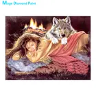 Ночная женская Алмазная картина с изображением волка, портрет, Круглая Полная дрель, Nouveaute, сделай сам, мозаика, вышивка 5D, вышивка крестом, домашний декор