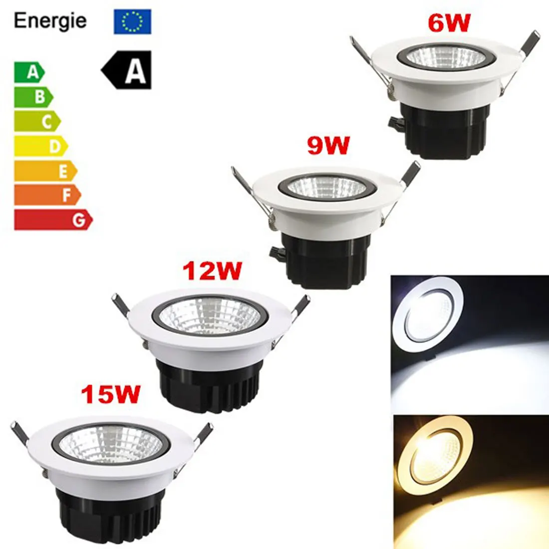 

15W 300LM COB LED Non dimmable Recessed Ceiling Light Fixture Down Light Kit
