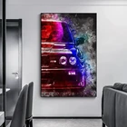 Постеры на холсте, картина, неоновые огни, настенные художественные принты для автомобиля, модульные картины, туман, крутой подарок, украшение для дома для гостиной, настенное искусство