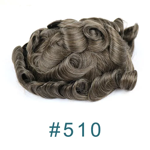 510 # SimBeauty, полностью полиуретановый мужской парик, прочный, 0,06-0,08 мм, кожа, натуральный вид, волосы remy, мужской парик, человеческие волосы, полностью ПУ, заменяет мужские парики ts - Парик Цвет: 510 #