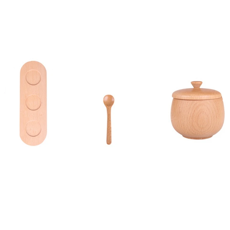 3 шт. деревянная банка для приправ солевые банки горшки специй миски с ложкой и